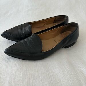 Everlane Modern Point Black Leather Loafers, 7.5